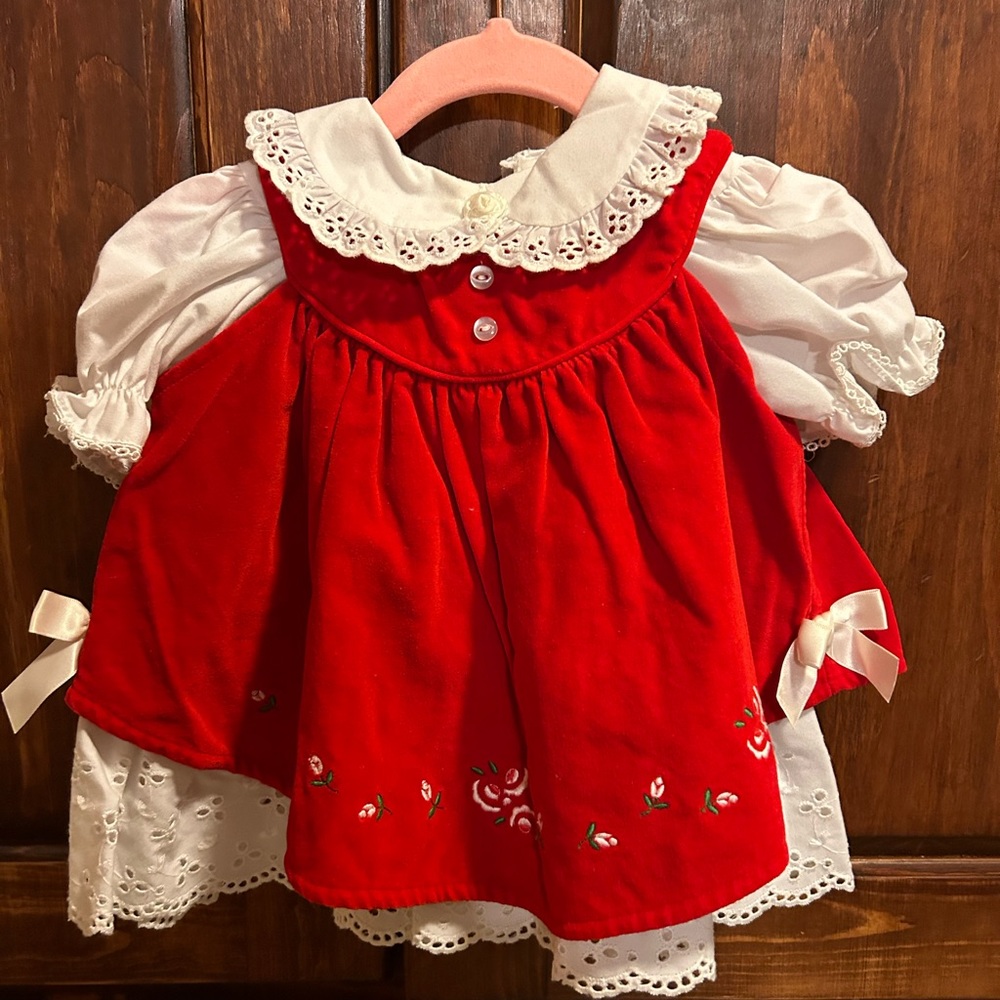 Vintage 3-6 Month Girl Red Dress